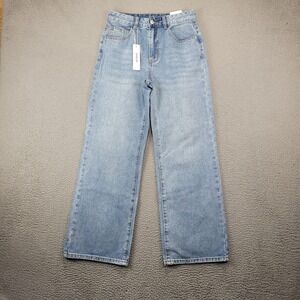 Shein Jeans Womens 28 Blue Light Wash Straight Leg Y2k Style Denim Normcore